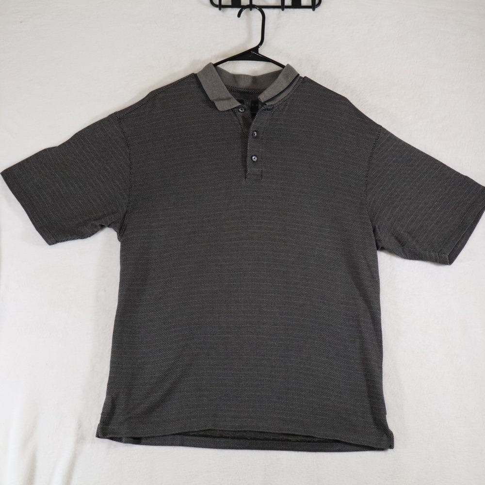 Nike Golf Dri-Fit Men's Size L Gray Black Heather Short Sleeve Polo Shirt Casual